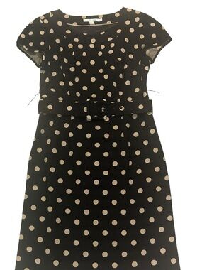 Boden Black Sheath Dress with Tan Polka Dots